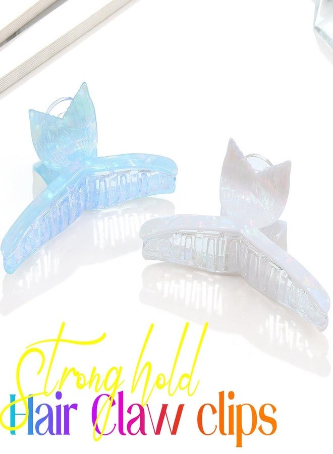 Gortin Shell Hair Claw Clips Blue Acrylic Large Hair Clips Strong Hold Claw Clips Beach Hair Accessories for Women (Blue+White, Free size) - Image 2